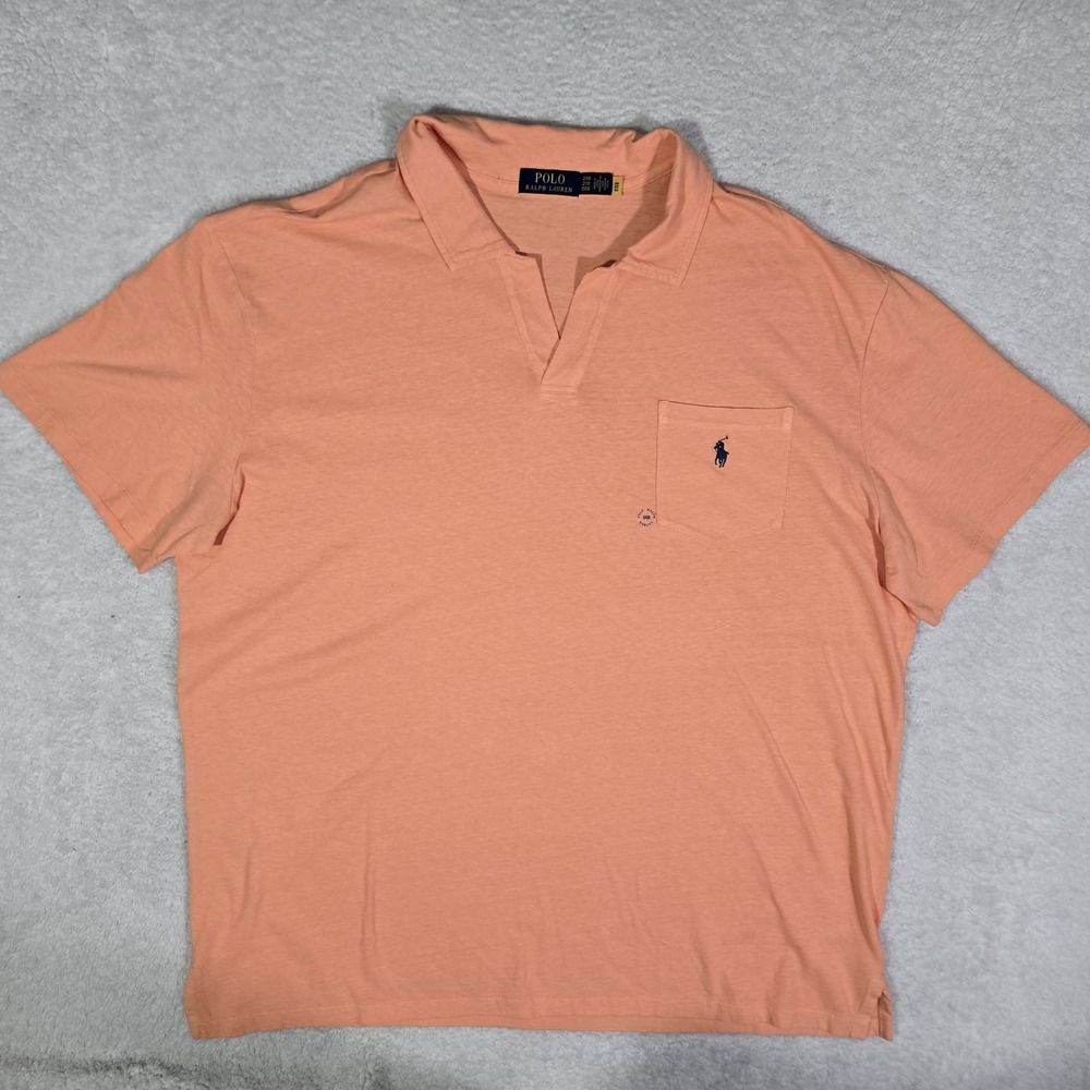 NWOT Polo Ralph Lauren Mens 2XB Cotton Linen Johnny Collar Polo Shirt 2XL Big